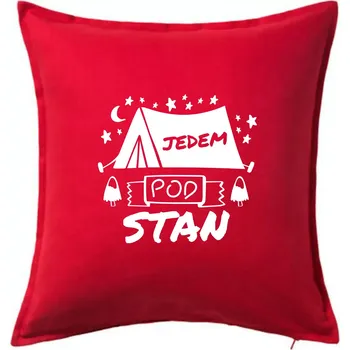 Polštář Jedem pod stan - Polštář 50x50 - 50x50 - Včetně výplně ( Červená )