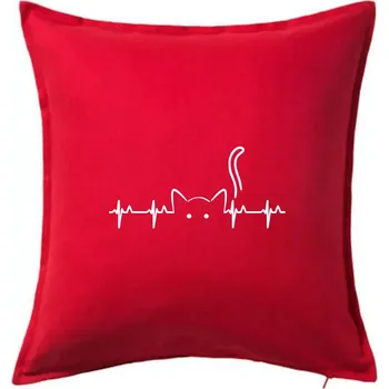 Polštář Kočka EKG - Polštář 50x50 - 50x50 - Pouze potah ( Červená )