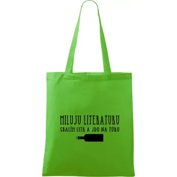 Nákupní taška Miluju literaturu - Taška bavlněná - 42 x 38 cm ( Apple Green )