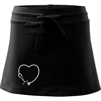Dámská sukně Stetoskop srdce - Sportovní sukně - two in one - M ( Černá )