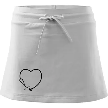Dámská sukně Stetoskop srdce - Sportovní sukně - two in one - S ( Bílá )