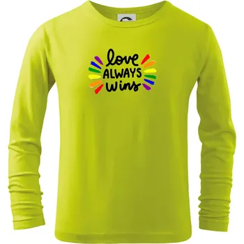 Dětská móda Love always win - čáry - Triko dětské Long Sleeve - 158 cm/12 let ( Limetková )