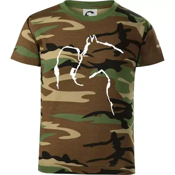 Chlapecké tričko Kůň a já silueta - Dětské maskáčové triko - 104-110cm / 3-4 roky ( Hnědý maskáč )