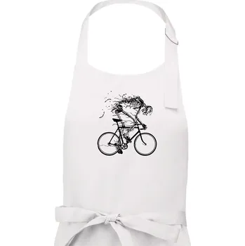 Kuchyňská zástěra Gravel Bike - kostra - Dámská zástěra na vaření - Univerzální velikost ( Bílá )