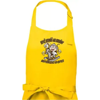 Kuchyňská zástěra Když nemáš na banány, nepořizuj si opici - Dámská zástěra na vaření - Univerzální velikost ( Žlutá )