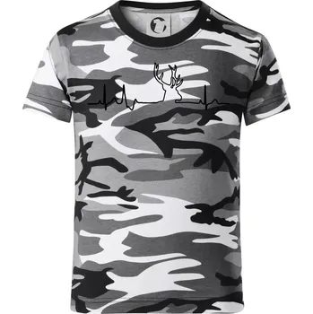 Chlapecké tričko Jelen EKG - Dětské maskáčové triko - 134 cm/8 let ( Šedý maskáč )