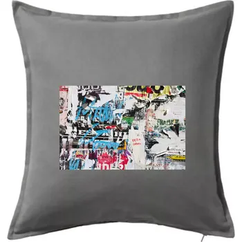 Polštář Otrhaná nástěnka - Polštář 50x50 - 50x50 - Pouze potah ( Tmavě šedý melír )