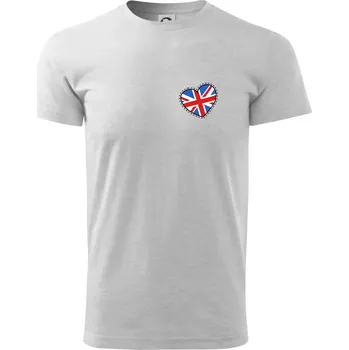 Pánské tričko Británie srdce prso - Triko extra velké (5-8XL) - 8XL ( Světlešedý Melír )
