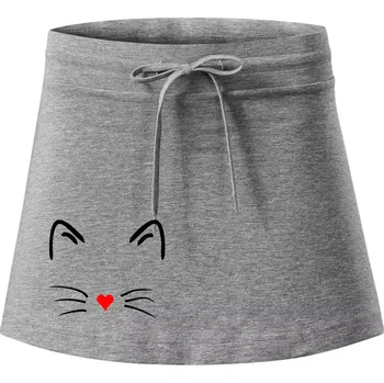 Dámská sukně Kočka - srdce místo nosu - Sportovní sukně - two in one - S ( Tmavě šedý melír )