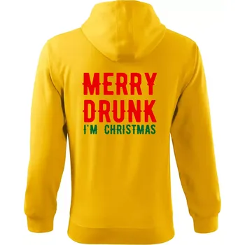 Pánská mikina Merry Drunk I'm Christmas - Mikina s kapucí na zip trendy zipper - 3XL ( Žlutá )