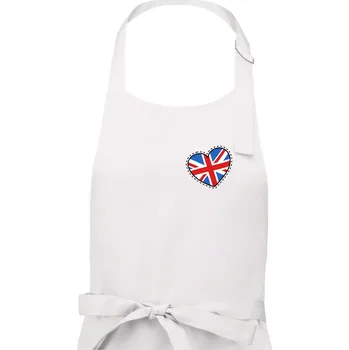 Kuchyňská zástěra Británie srdce prso - Dámská zástěra na vaření - Univerzální velikost ( Bílá )