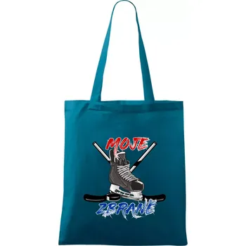 Nákupní taška Moje zbraně - hokej - Taška bavlněná - 42 x 38 cm ( Petrolejová )