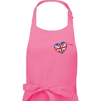 Kuchyňská zástěra Británie srdce prso - Dámská zástěra na vaření - Univerzální velikost ( Růžová )