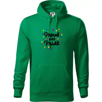 Pánská mikina Proud and pride hvězdy - Mikina pánská Cape s kapucí - 4XL ( Středně zelená )