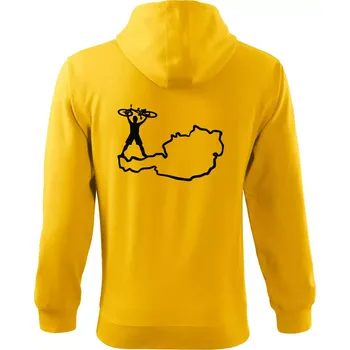 Pánská mikina Cyklista - Mapa Rakouska - Mikina s kapucí na zip trendy zipper - S ( Žlutá )