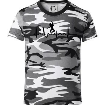 Chlapecké tričko Ekg tanec - vlasy - Dětské maskáčové triko - 134 cm/8 let ( Šedý maskáč )