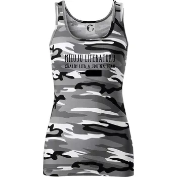 Dámské tričko Miluju literaturu - Dámské Maskáčové tílko - XS ( Šedý maskáč )