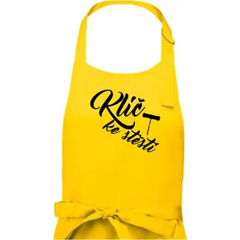 Kuchyňská zástěra Klíč ke štěstí vývrtka jednoduchá - Dámská zástěra na vaření - Univerzální velikost ( Žlutá )