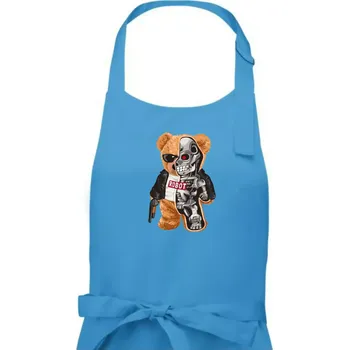 Kuchyňská zástěra Medvídek terminátor - Pánská zástěra na vaření - Univerzální velikost ( Světlý tyrkys )