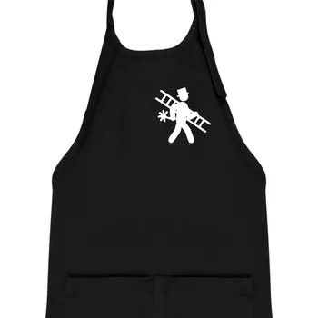 Kuchyňská zástěra Kominík logo prso - Dětská zástěra na vaření - Univerzální velikost ( Černá )
