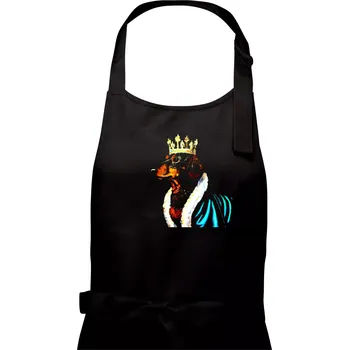 Kuchyňská zástěra Jezevčík král - olejová malba - Pánská zástěra na vaření - Univerzální velikost ( Černá )