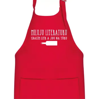 Kuchyňská zástěra Miluju literaturu - Dětská zástěra na vaření - Univerzální velikost ( Červená )