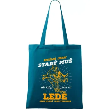 Hokejista- možná jsem starý muž - Taška bavlněná - 42 x 38 cm ( Petrolejová )