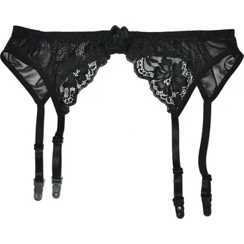 Dámské erotické punčochy Krajkový podvazkový pás De Lafense Forex 136, Ruda XL