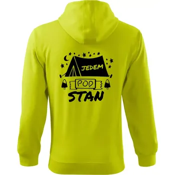 Pánská mikina Jedem pod stan - Mikina s kapucí na zip trendy zipper - S ( Limetková )