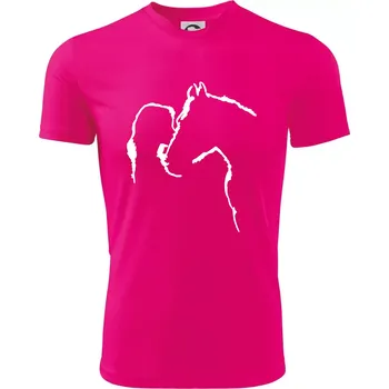 Kůň a já silueta - Dětské triko sportovní (dresovina) - 158 cm/12 let ( Neon Pink )