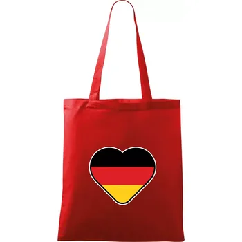Nákupní taška Germany love velké - Německá vlajka - Taška bavlněná - 42 x 38 cm ( Červená )