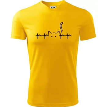 Chlapecké tričko Kočka EKG - Dětské triko sportovní (dresovina) - 134 cm/8 let ( Žlutá )