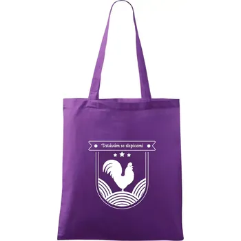 Vstávám se slepicemi - Taška bavlněná - 42 x 38 cm ( Fialová )