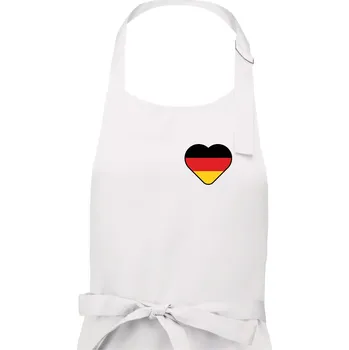 Kuchyňská zástěra Germany love malé - Německá vlajka - Pánská zástěra na vaření - Univerzální velikost ( Bílá )