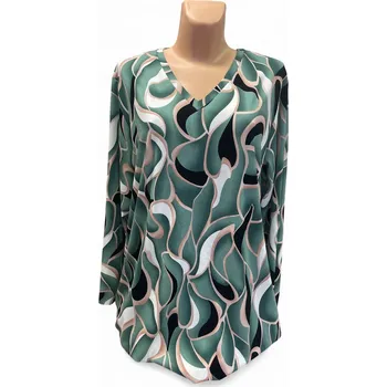 Dámský svetr Pulovr zelený ELENA, Barva Zelená, Velikost XL 44, Materiál 98% Polyester 2% Lycra