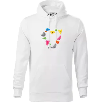 Pánská mikina Lezení na stěně - srdce - Mikina pánská Cape s kapucí - 4XL ( Bílá )