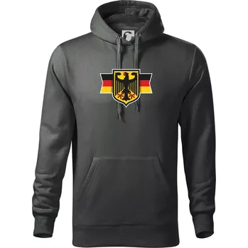 Pánská mikina Německá orlice a vlajka - Mikina pánská Cape s kapucí - 5XL ( Tmavá břidlice (šedá se zeleným nádechem) )