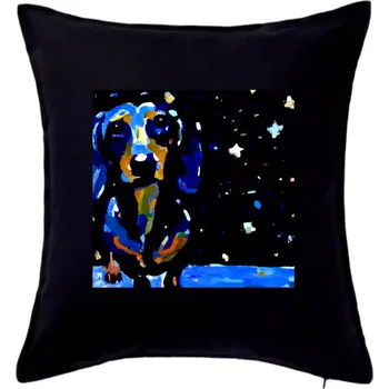 Polštář Jezevčík a noční obloha - olejová malba - Polštář 50x50 - 50x50 - Pouze potah ( Černá )