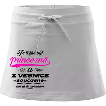 Dámská sukně Je těžké být princezna z vesnice - Sportovní sukně - two in one - L ( Bílá )