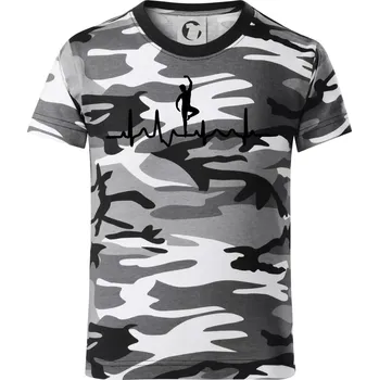 Chlapecké tričko EKG tanečník muž - Dětské maskáčové triko - 146 cm/10 let ( Šedý maskáč )