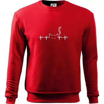 Pánská mikina Kočka EKG - Mikina Essential pánská - XL ( Červená )