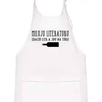 Kuchyňská zástěra Miluju literaturu - Dětská zástěra na vaření - Univerzální velikost ( Bílá )