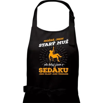Kuchyňská zástěra Horolezec - možná jsem starý muž - Pánská zástěra na vaření - Univerzální velikost ( Černá )