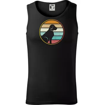 Retro kruh - sedící pes - Tílko pánské Core - M ( Černá )