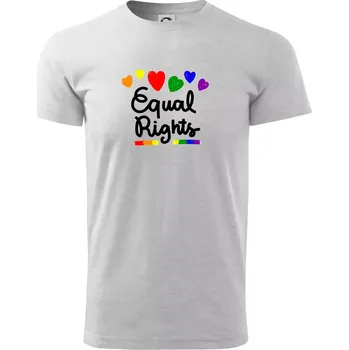Pánské tričko Equal Rights - srdíčka - Triko extra velké (5-8XL) - 8XL ( Světlešedý Melír )