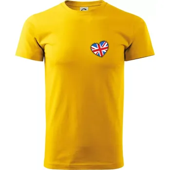Pánské tričko Británie srdce prso - Triko extra velké (5-8XL) - 8XL ( Žlutá )