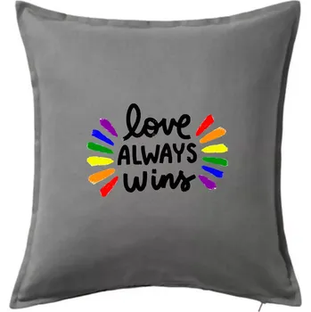 Polštář Love always win - čáry - Polštář 50x50 - 50x50 - Včetně výplně ( Tmavě šedý melír )