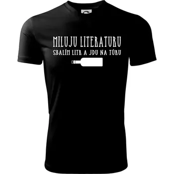Miluju literaturu - Dětské triko sportovní (dresovina) - 134 cm/8 let ( Černá )