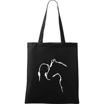 Nákupní taška Kůň a já silueta - Taška bavlněná - 42 x 38 cm ( Černá )