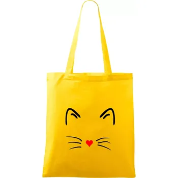 Nákupní taška Kočka - srdce místo nosu - Taška bavlněná - 42 x 38 cm ( Žlutá )
